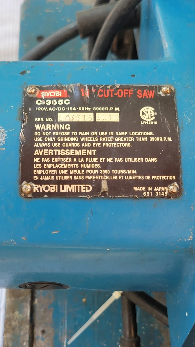 Ryobi C-355C 14" Cut-Off Saw, JAPAN - photo 3
