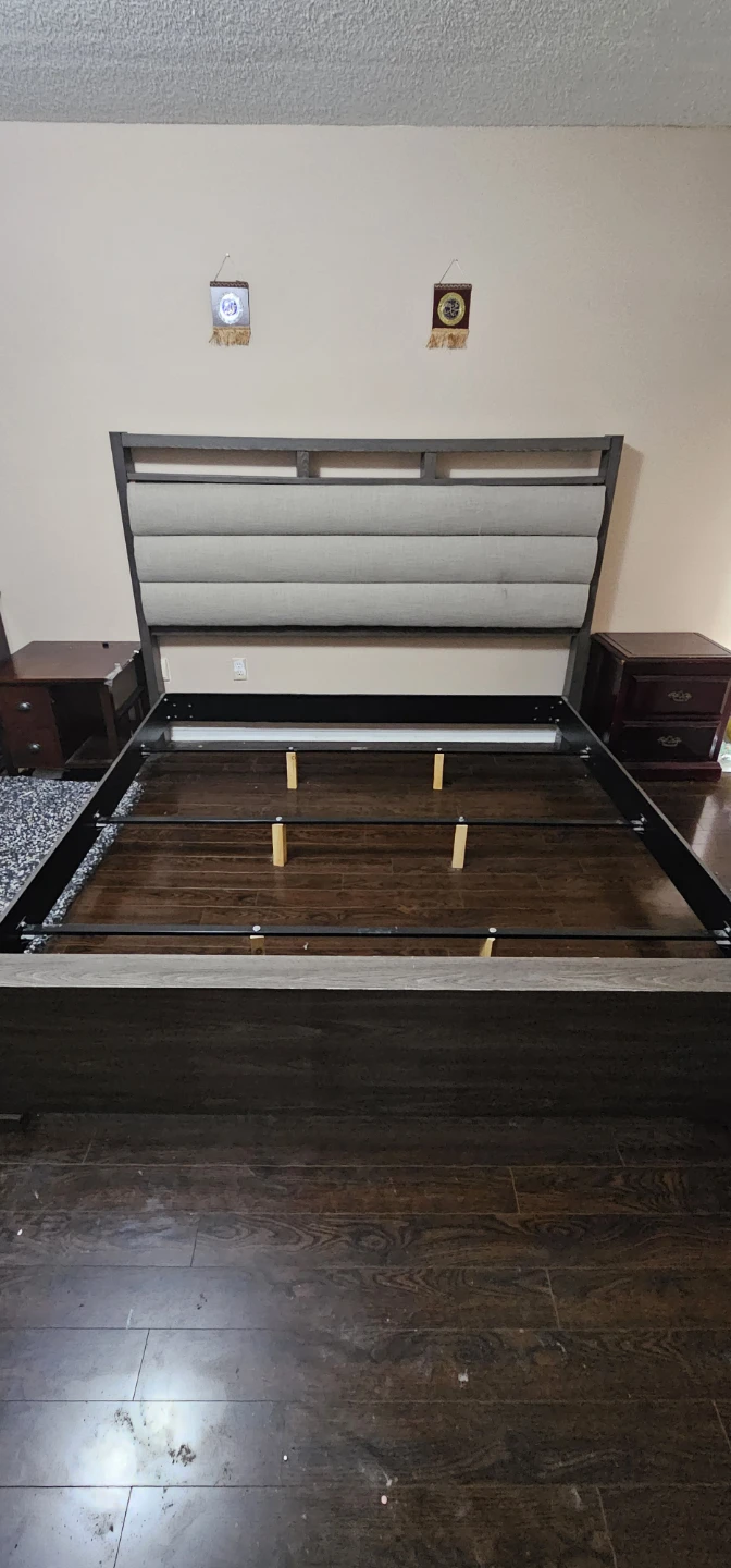 Modern Platform Bed Frame with Upholstered Headboard - photo 2