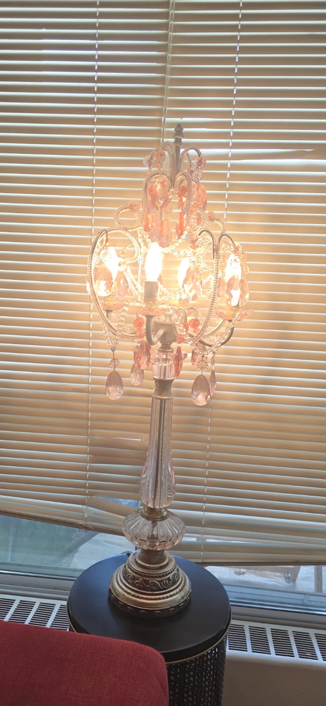 33" Vintage Pink Chandelier Style Table Lamp - photo 3