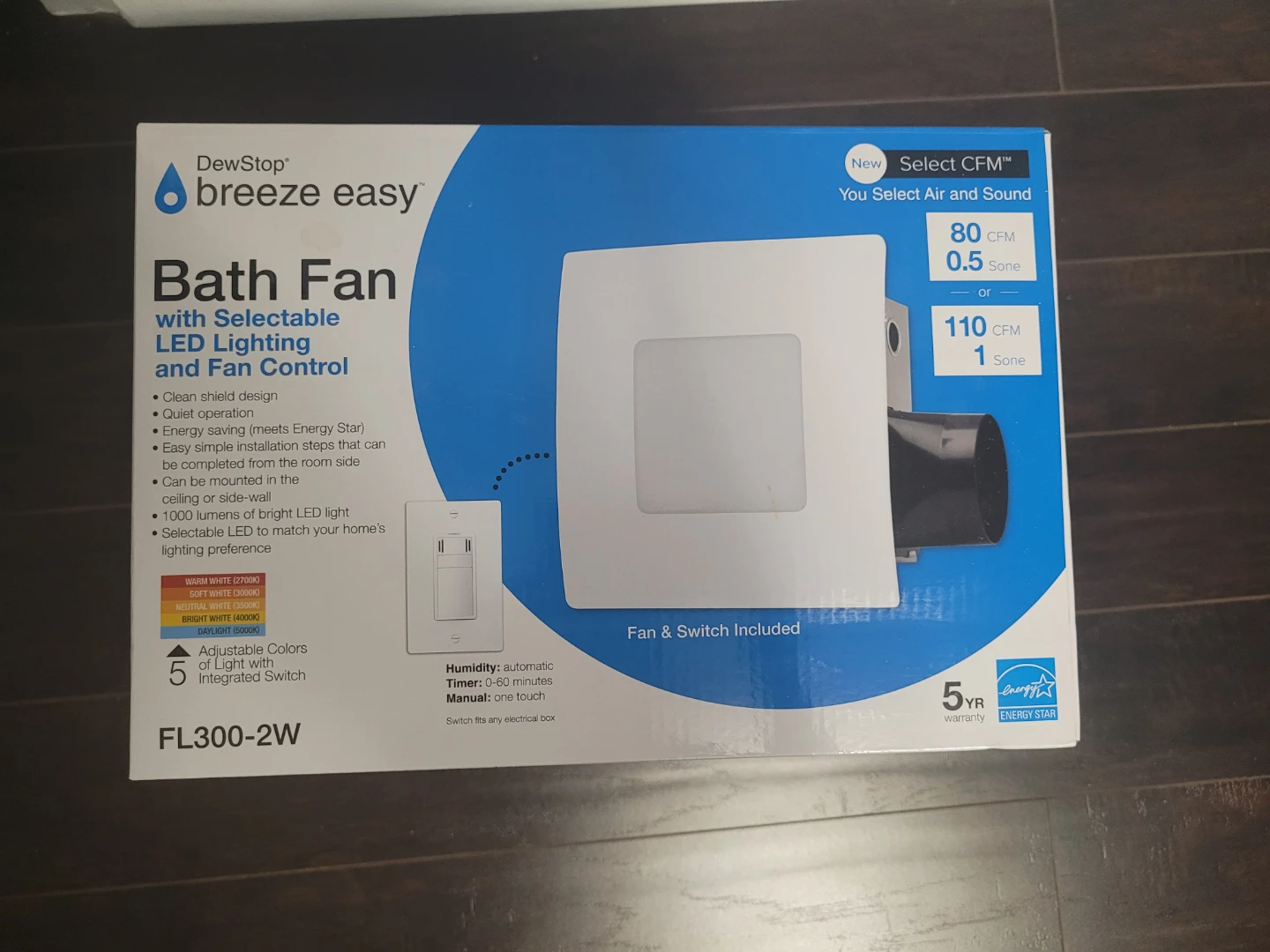 DewStop breeze easy Bath Fan with LED Light and Fan Control