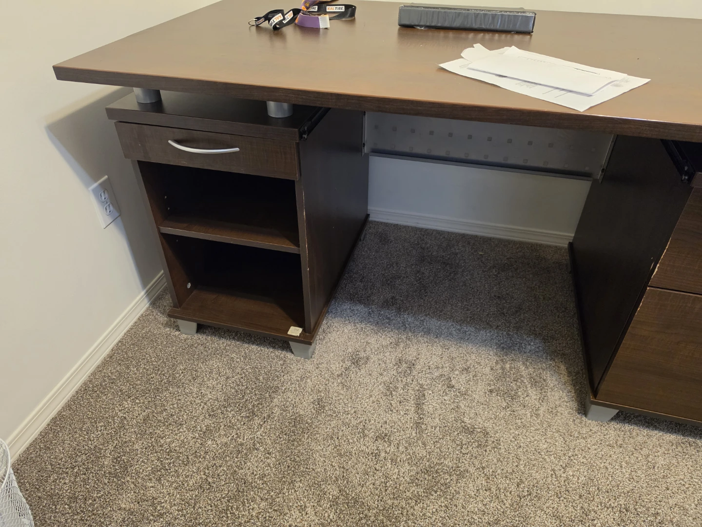 Dark Brown Desk with Storage