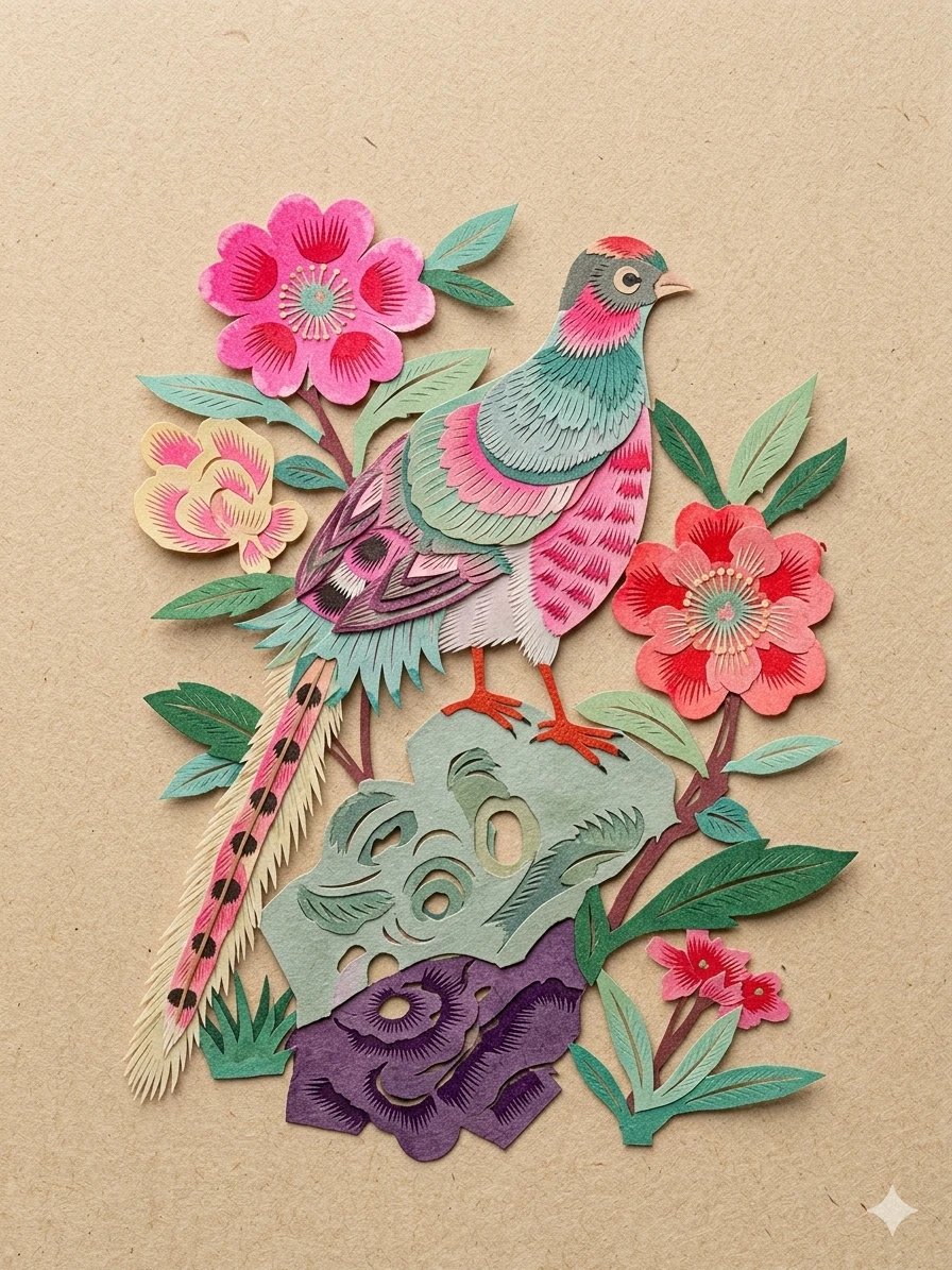 Vintage Chinese Paper-Cut Shadow Box - photo 4