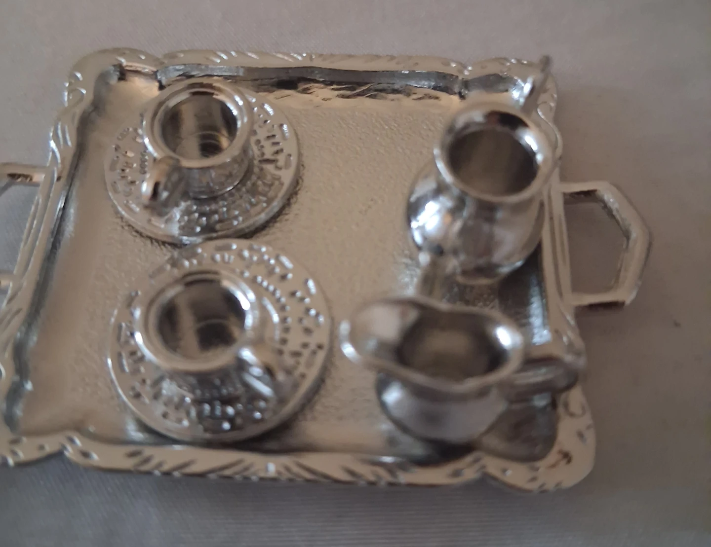 Miniature Silver Tea Set with Tray - photo 2