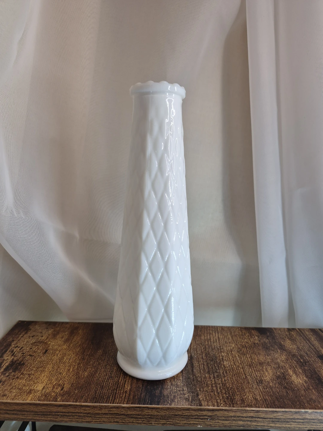 Beautiful Vintage 8 3/4" Tall White Milk Glass Vase