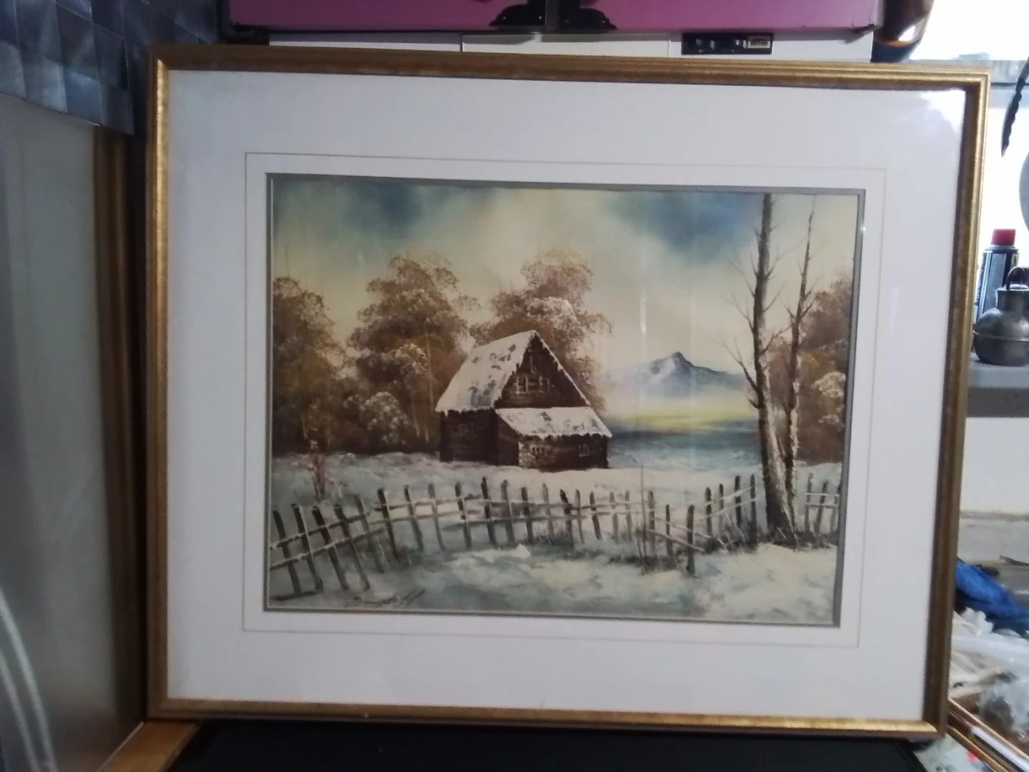 Large Vintage "Vandeff" Framed Winter Landscape Oil