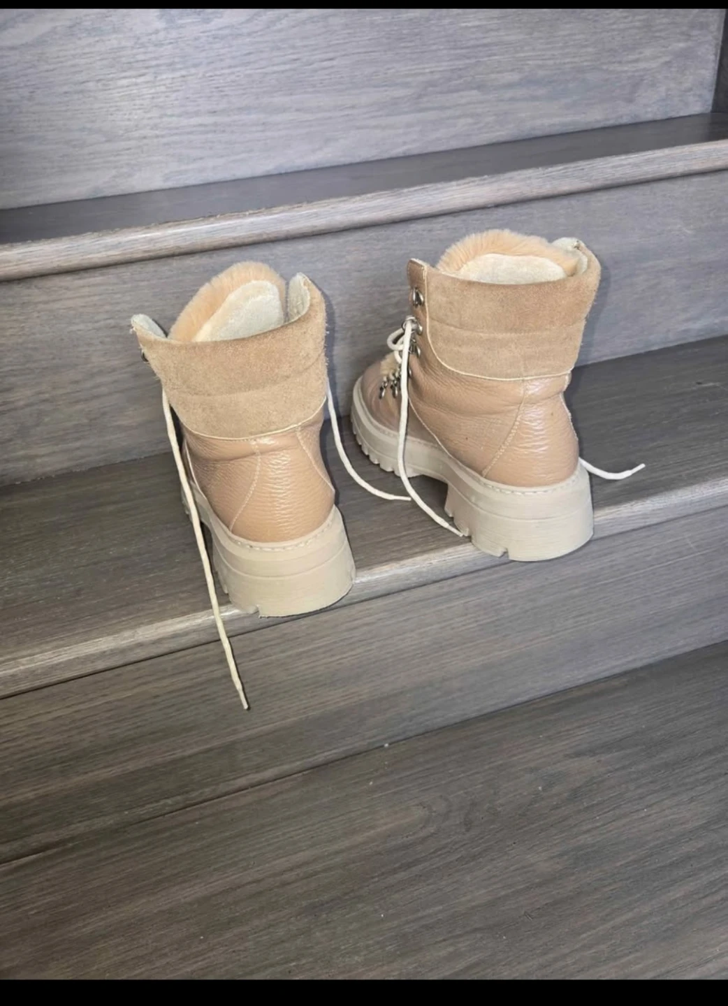 RKO Lace-up Fur Lined Boots - Size 38
