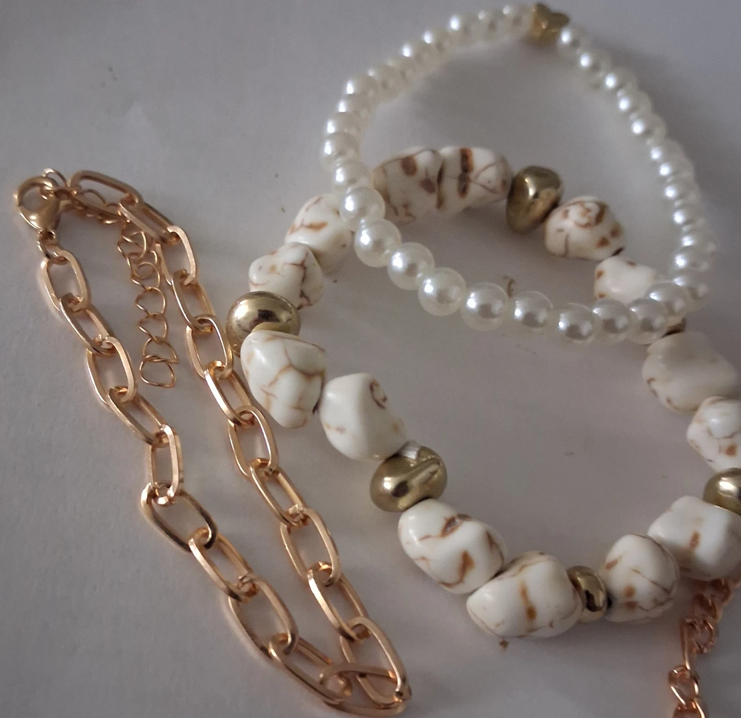 Set of 2 beaded bracelets with chain - photo 2