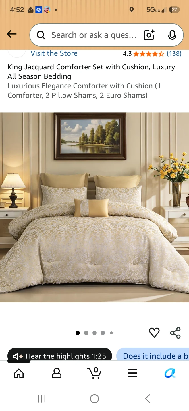 King Jacquard Comforter Set with Cushion