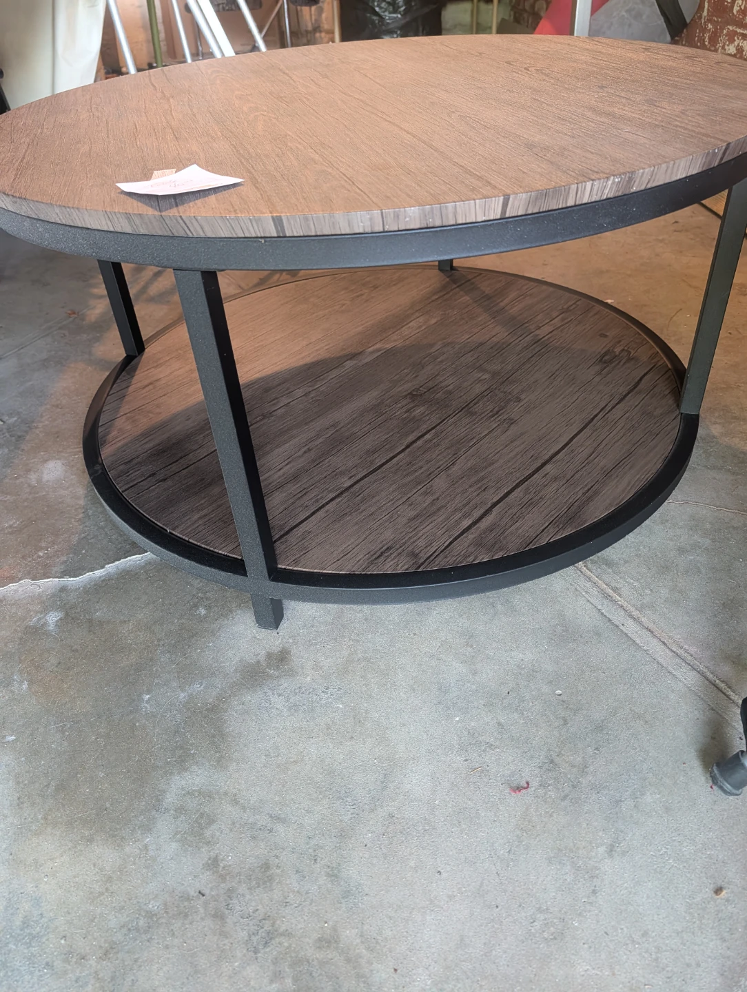 Round Coffee Table with Shelf - photo 2