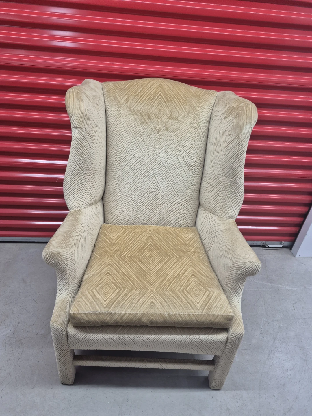 Beige Wingback Chair with Diamond Pattern - photo 2