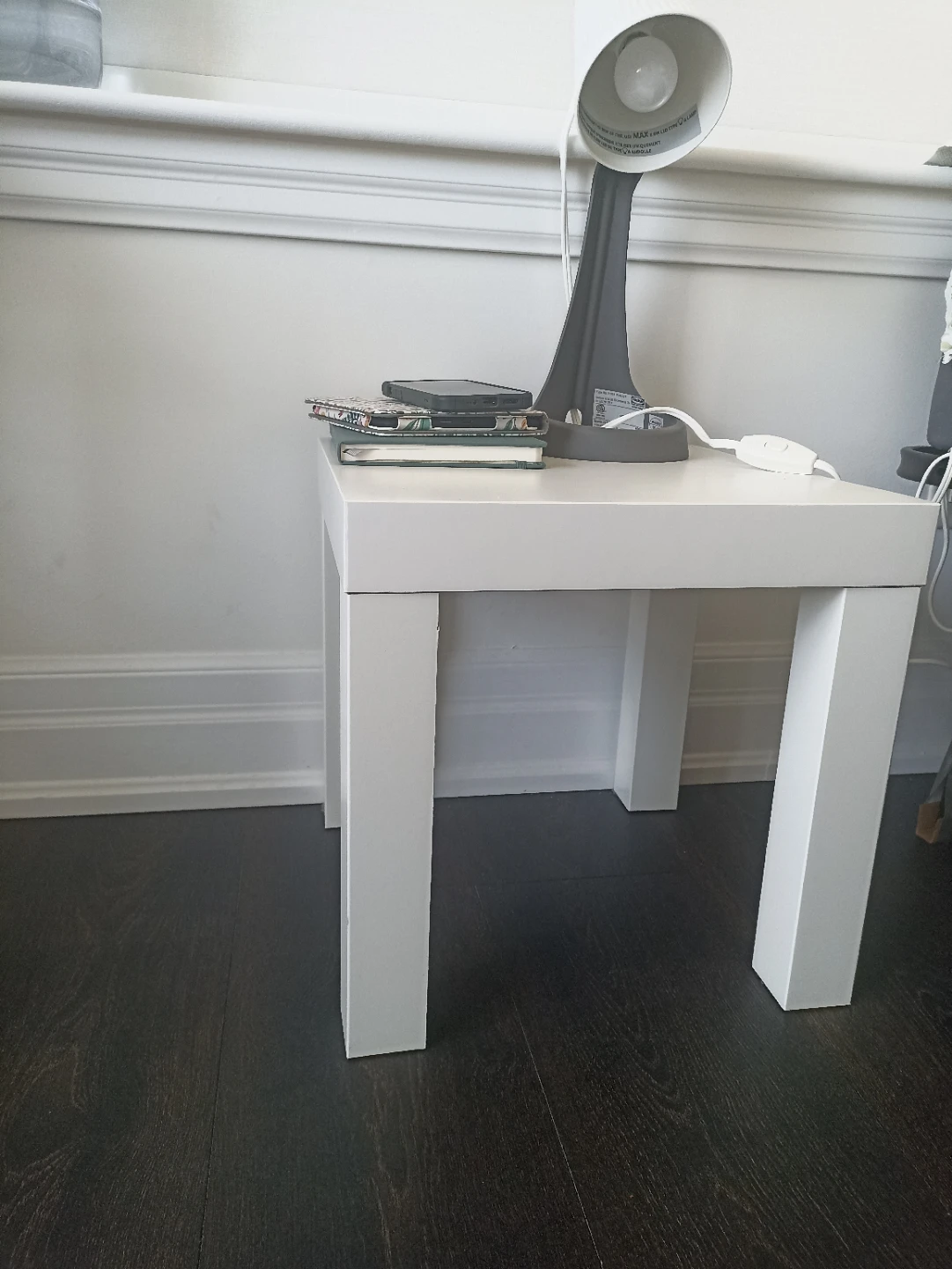 White IKEA Side Table with lamp and bulb - photo 4