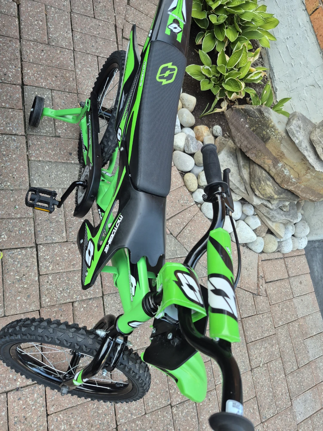 Green Motobike Kids Bicycle with Training Wheels - photo 5