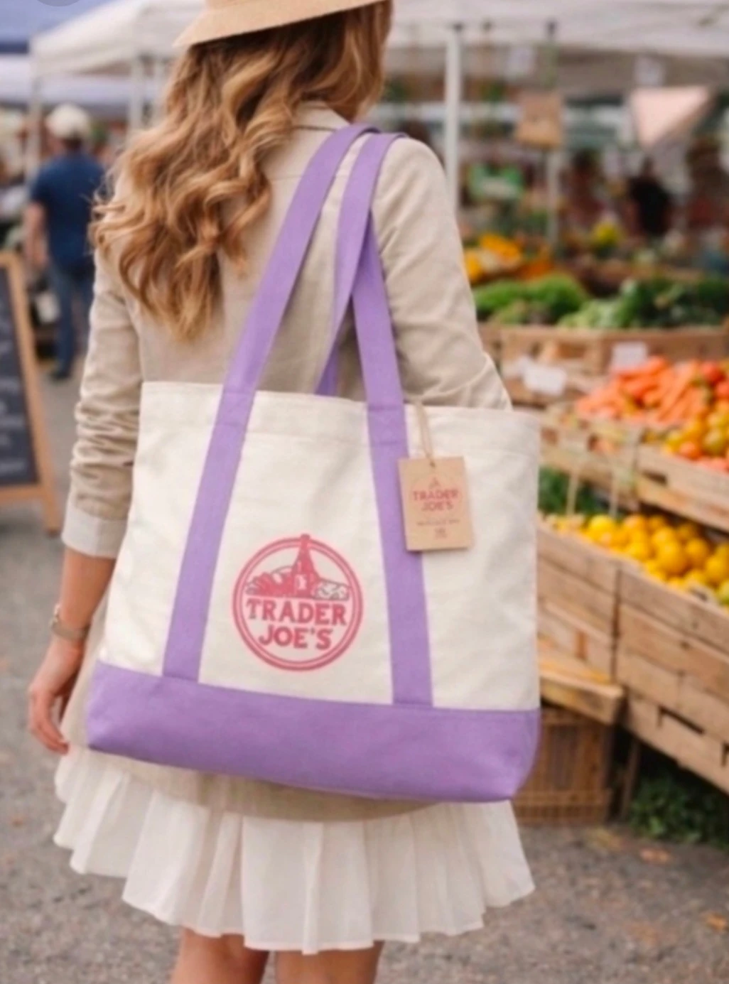 Trader Joe's Lange Lavender Tote Bag