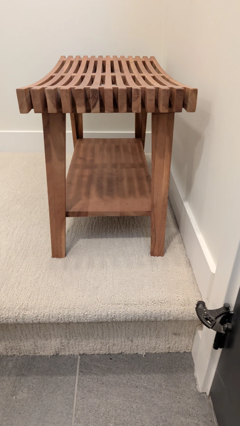 Wooden Shower Bench with Shelf - photo 2
