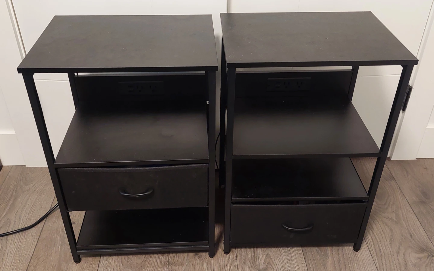 LED Bedside tables with charging station for bedroom