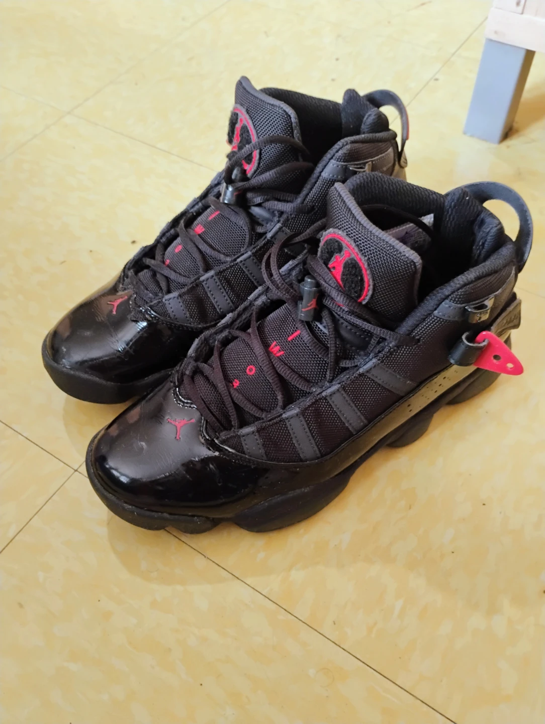 Air Jordan 6 Rings Black Red Sneakers - photo 2