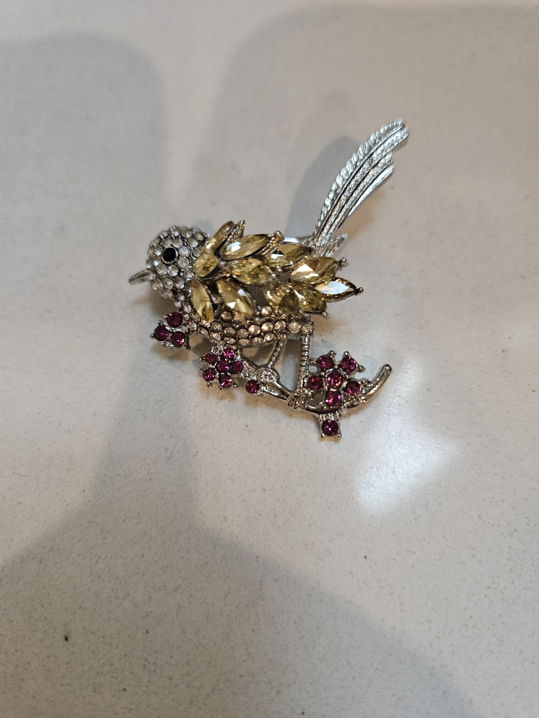Rhinestone Bird Brooch