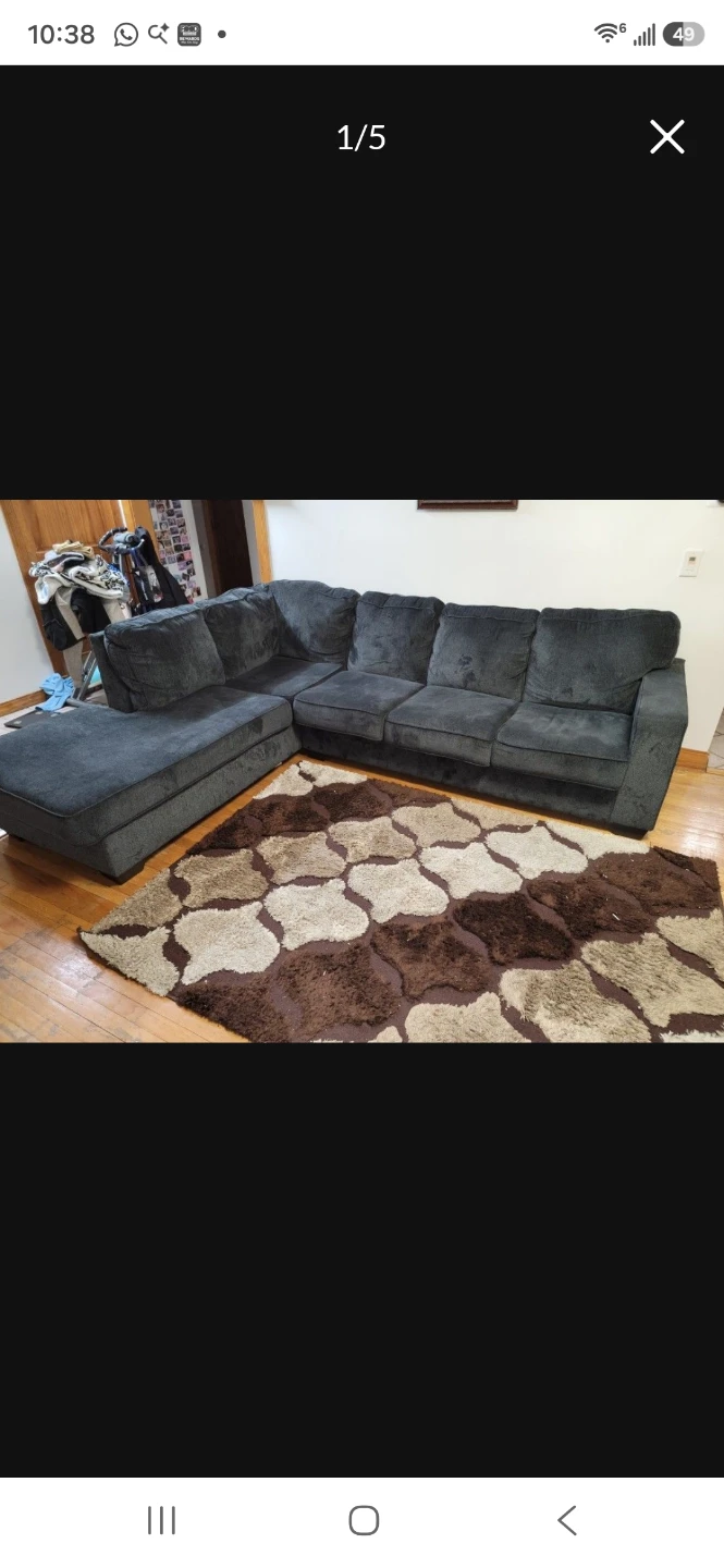 Dark Gray Sectional Sofa with Pull-out Bed