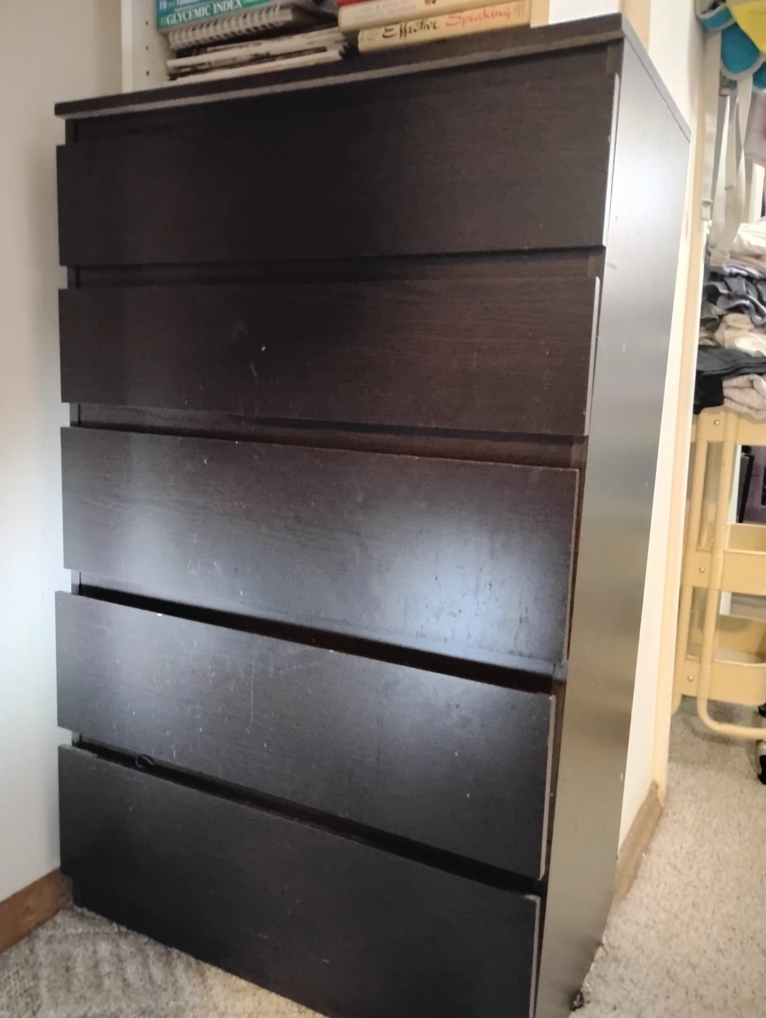 Dark Wood 5-Drawer Dresser