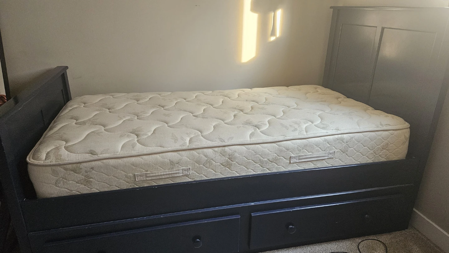Twin Bed Frame with 2 Storage Drawers + Mattress — $90 - photo 2