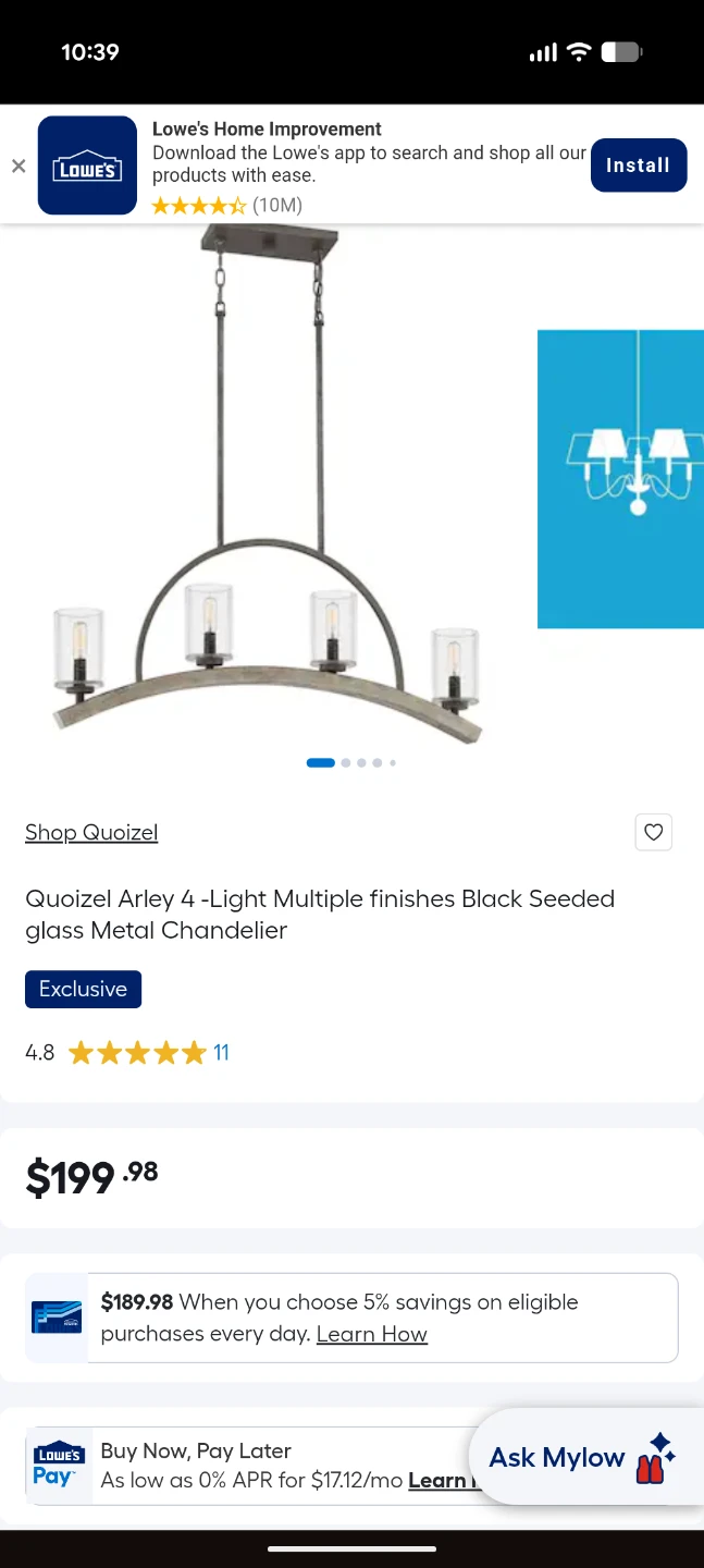 Quoizel Arley 4-Light Black Seeded Glass Metal Chandelier