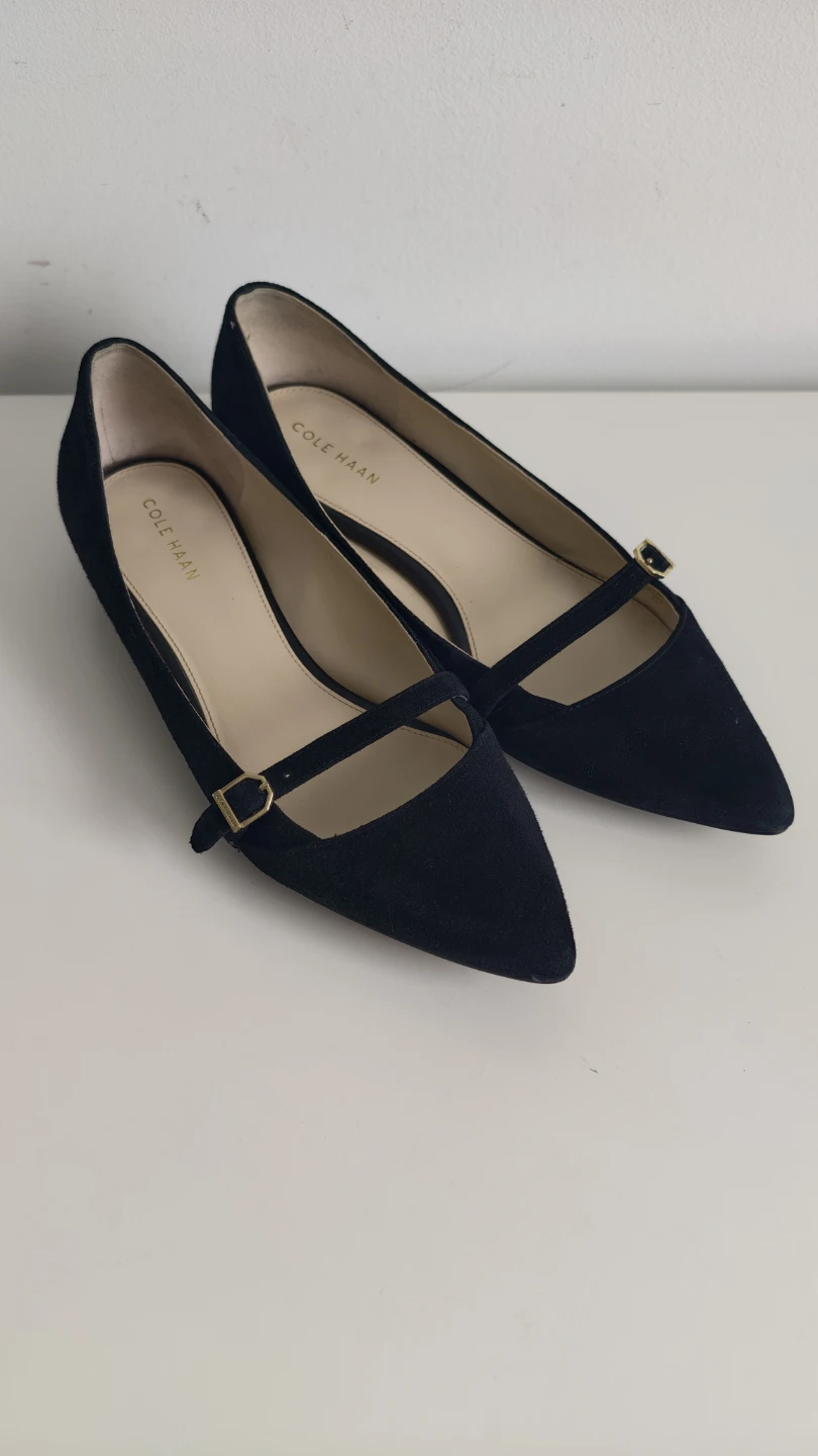 Cole Haan Black Suede Mary Jane Flats