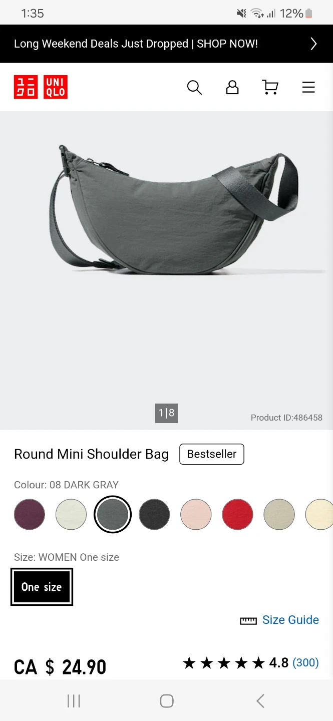 UNIQLO Round Mini Shoulder Bag - Dark Gray - photo 2