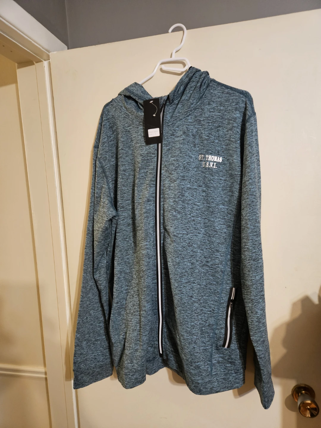 Men's Blue Melange Zip-Up Hoodie - St. Thomas U.S.V.I.