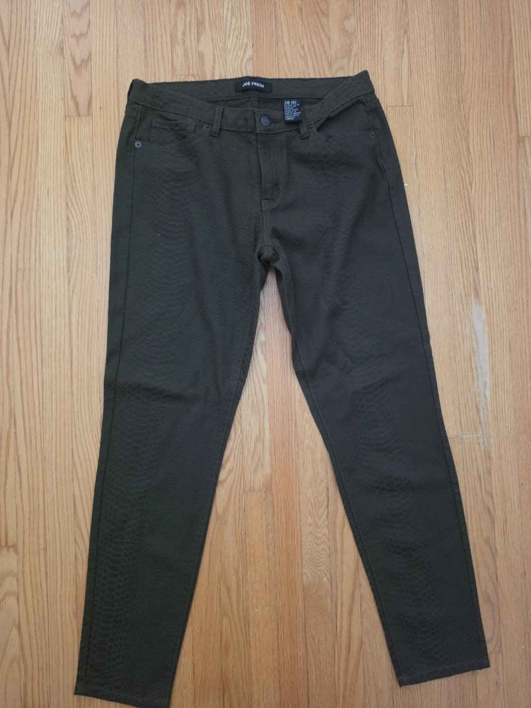 Joe Fresh Women's  Ultra Slim Low Rise Denim Pants - Olive Green