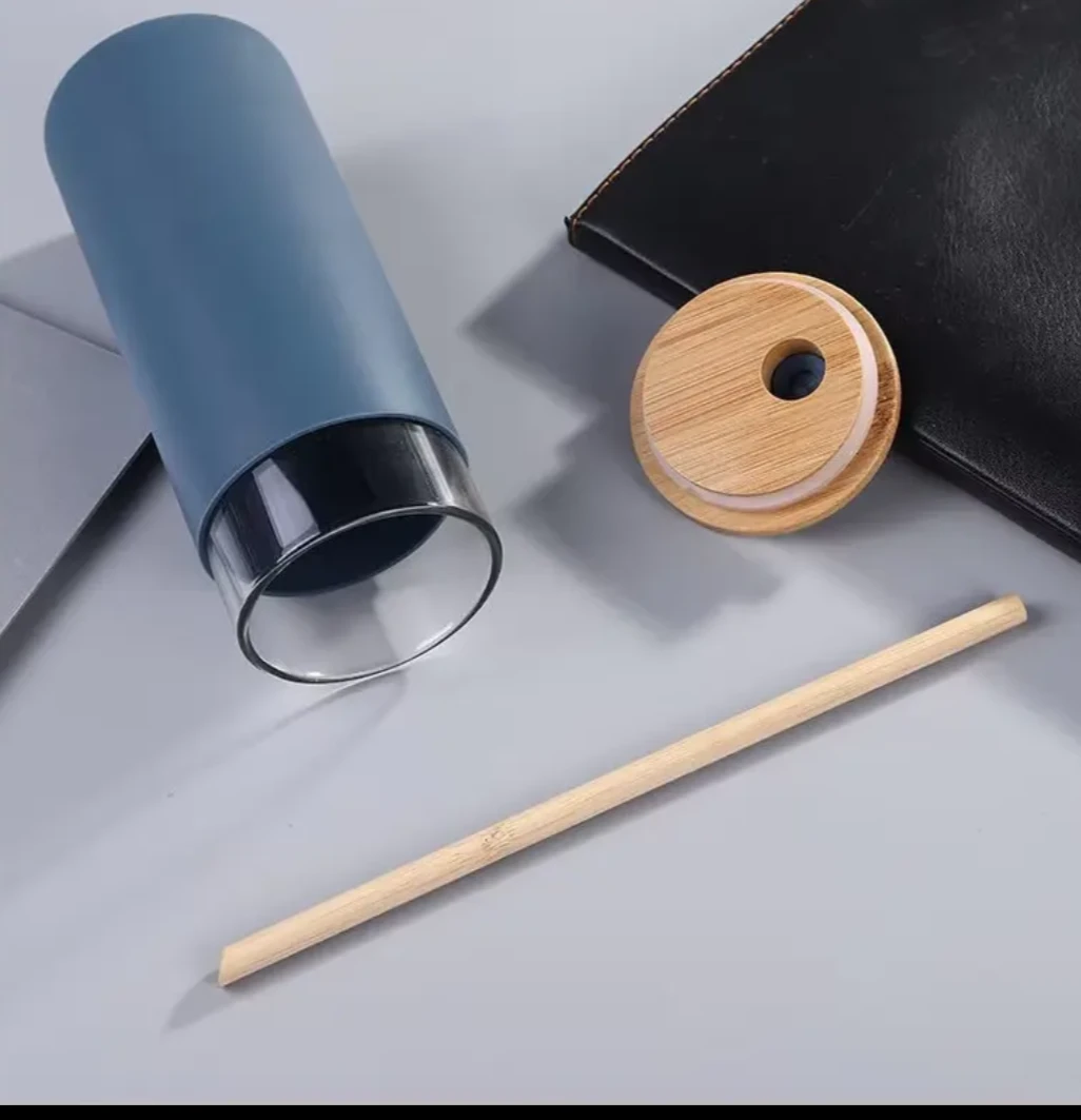 Glass Tumbler with Bamboo Lid and Straw - photo 2
