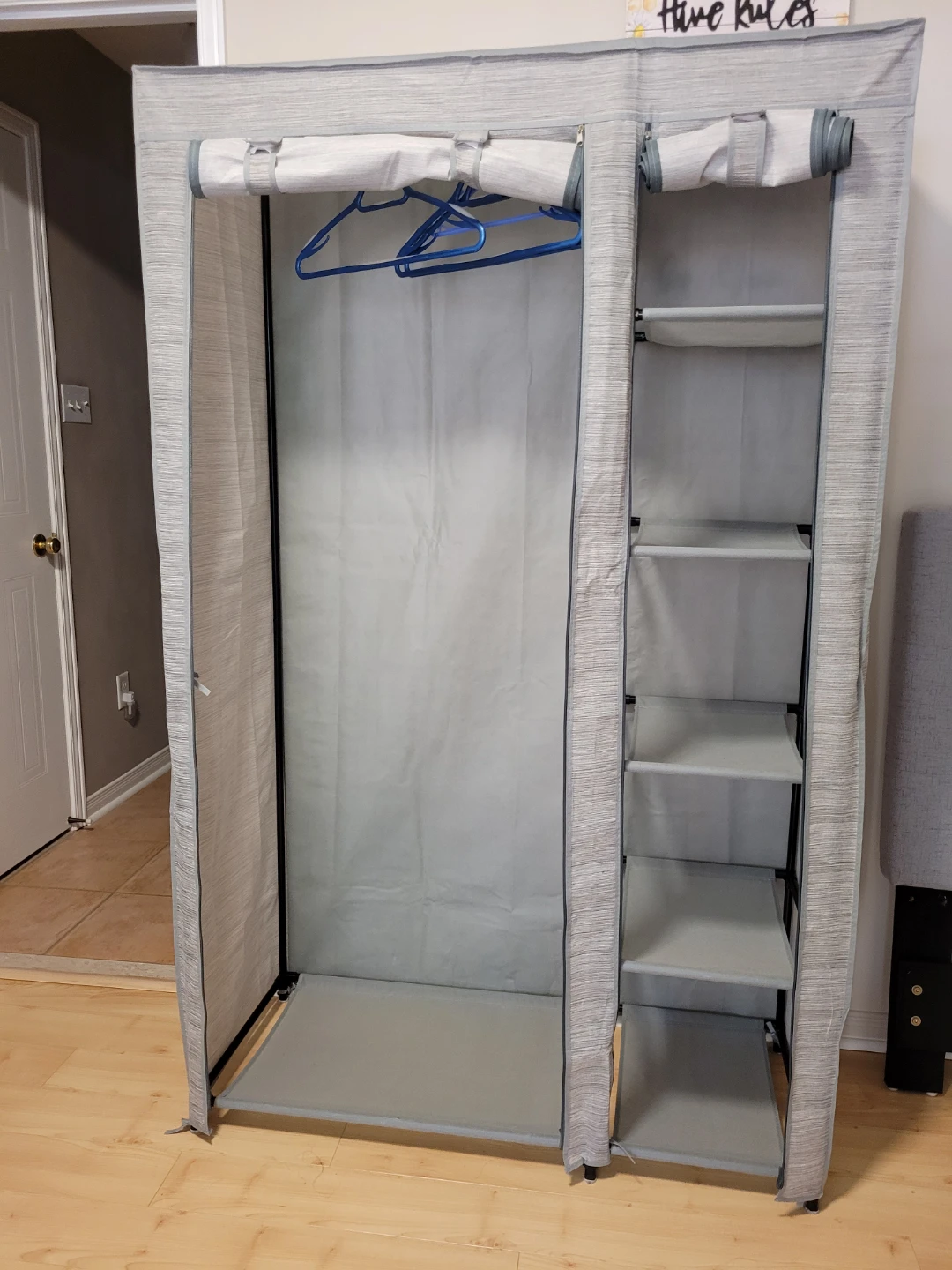 Grey Portable Wardrobe Clothes Organizer - photo 2