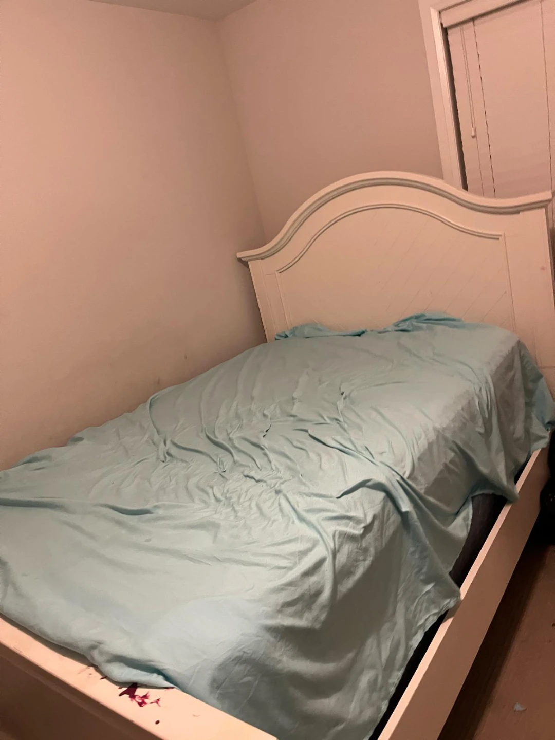 White Bedroom Set - Bed Frame and Dresser with Mirror