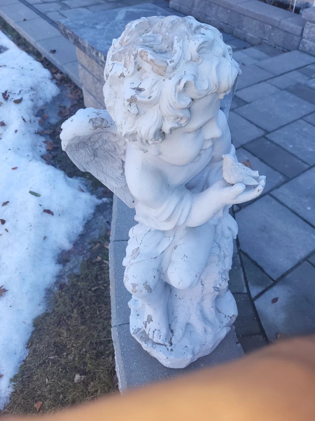 Cherub Angel Statue with Bird