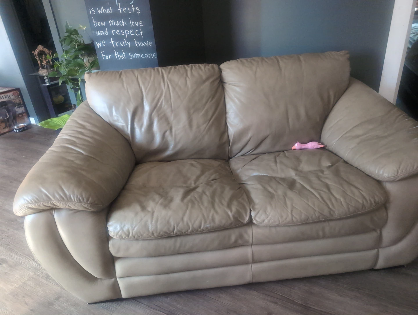 Tan Leather Loveseat Sofa2 piece - photo 2