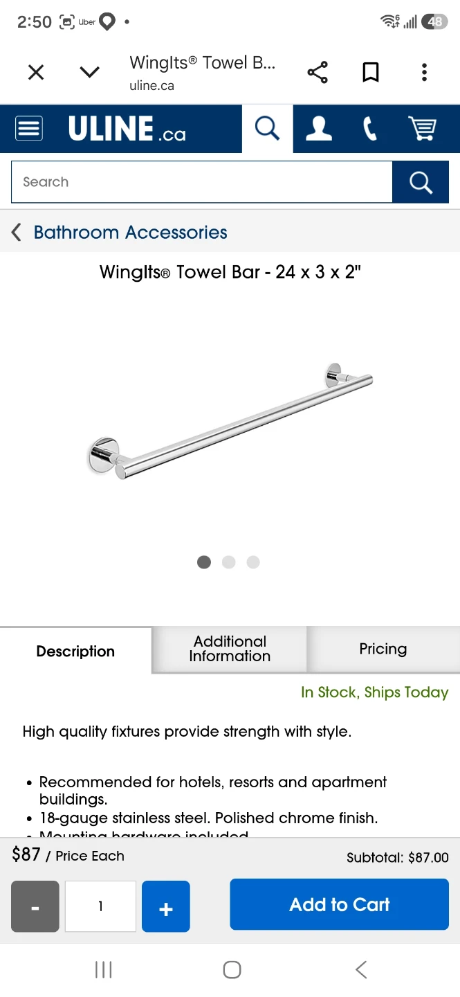 Winglts Towel Bar - 24 Inch Chrome - photo 2