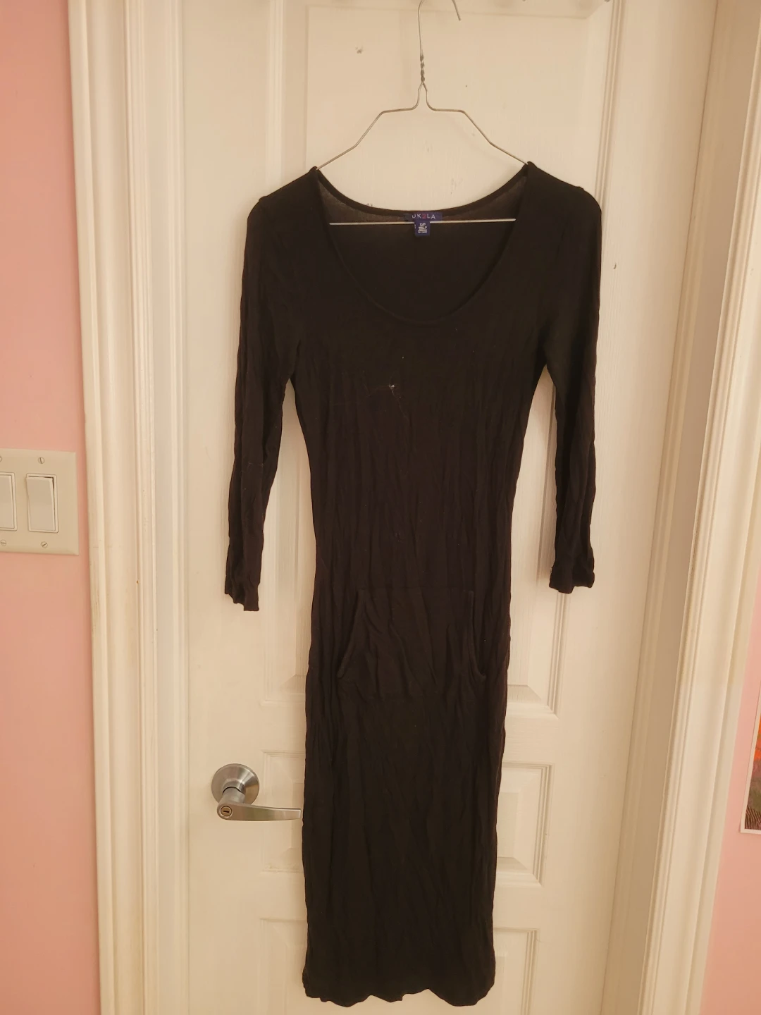 LULA Black Long Sleeve Maxi Dress with Pockets