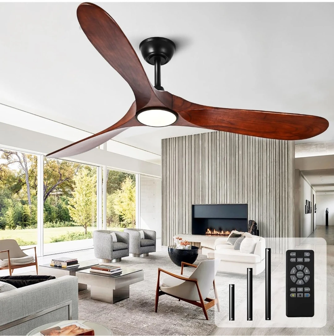 52 Inch Wood Blade Ceiling Fan with Light and Remote - photo 3
