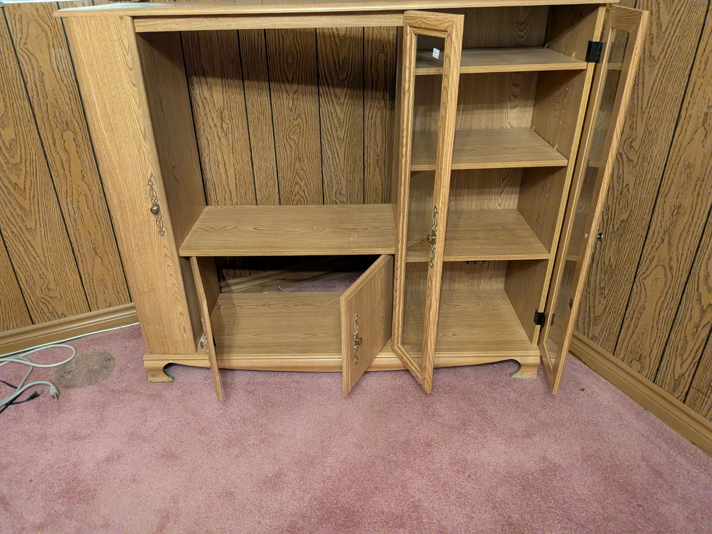 Light Oak Entertainment Unit with Glass Doors - photo 2