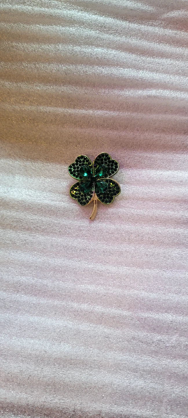 Four Leaf Clover Pin with Green Gems - photo 2
