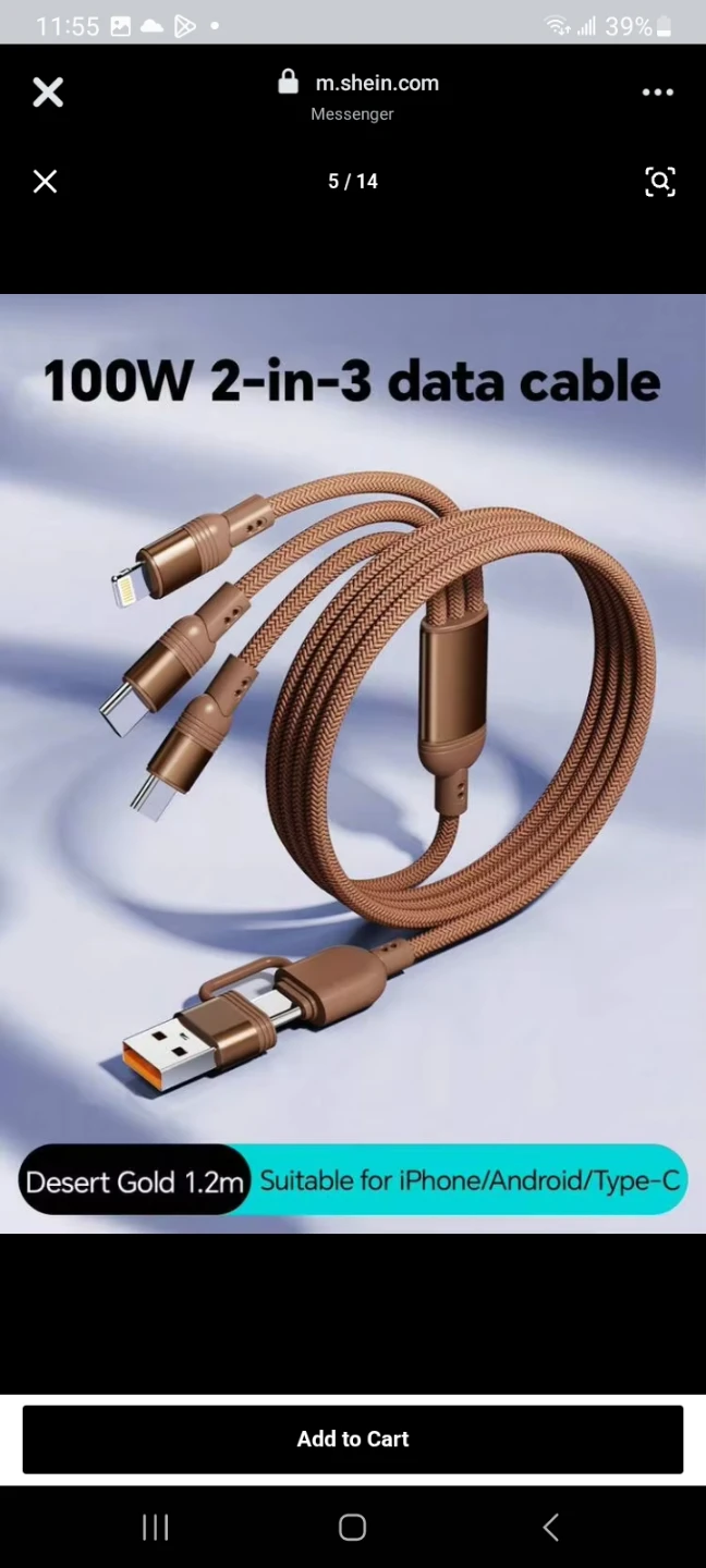 100W 2-in-3 Fast Charging Data Cable 1.2m - photo 5