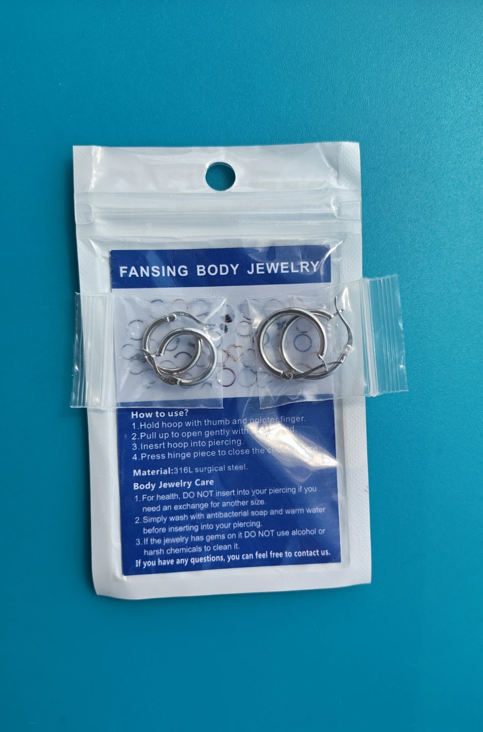 2 Pairs of Surgical Steel Hoop Earrings - Fansing Body Jewelry