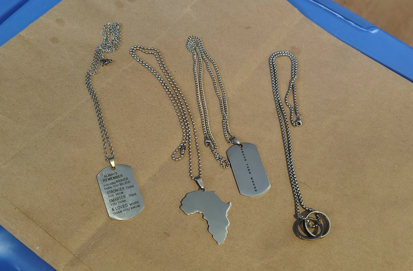 Set of 4 Necklaces - Dog Tag, Africa Map, & More - photo 2