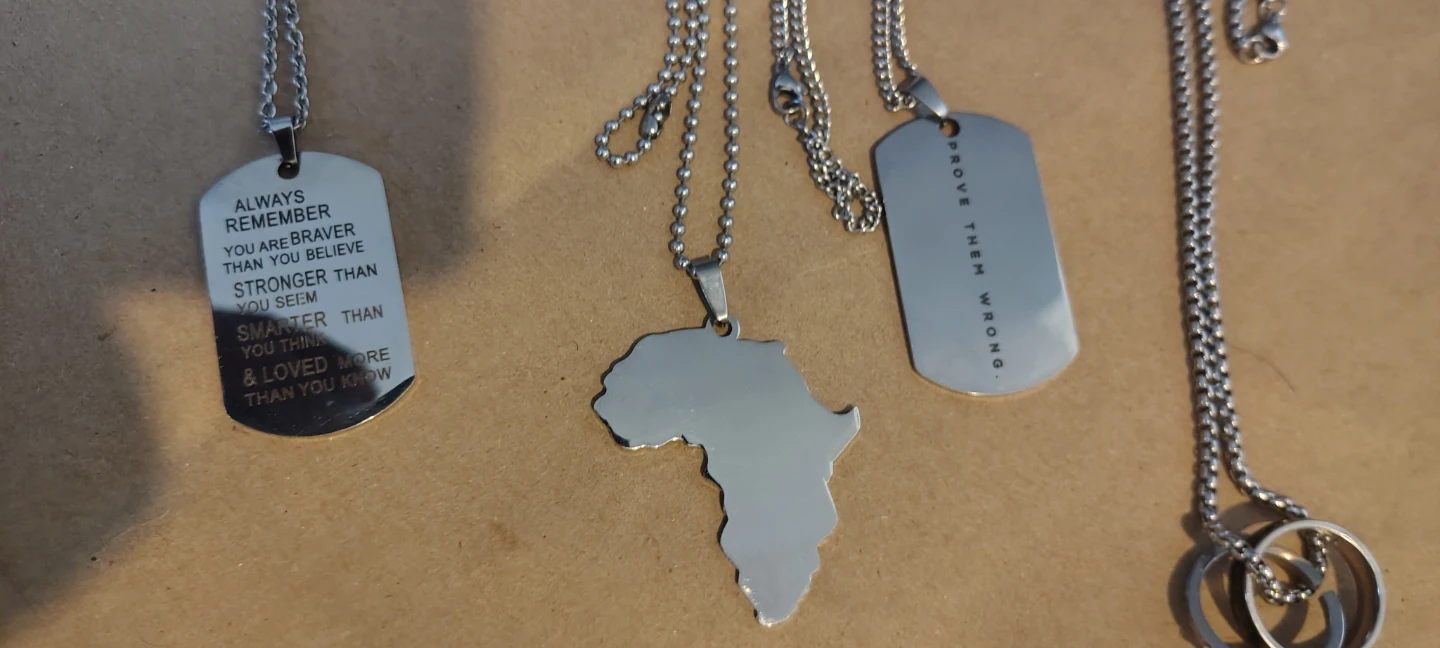 Set of 4 Necklaces - Dog Tag, Africa Map, & More - photo 3