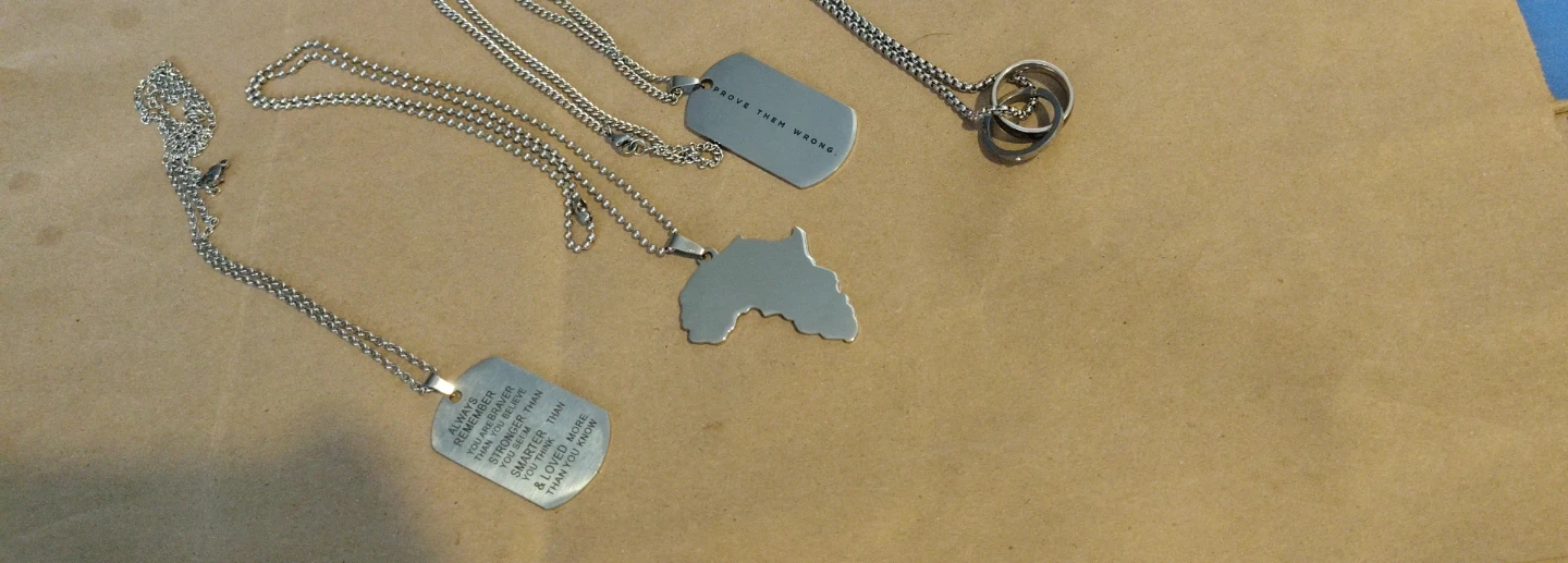 Set of 4 Necklaces - Dog Tag, Africa Map, & More - photo 4