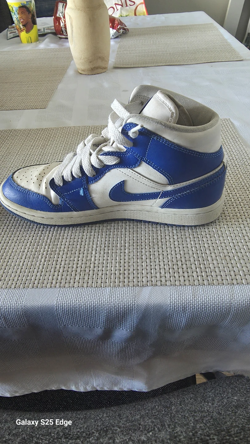 Air Jordan 1 Mid Royal Blue White Sneakers