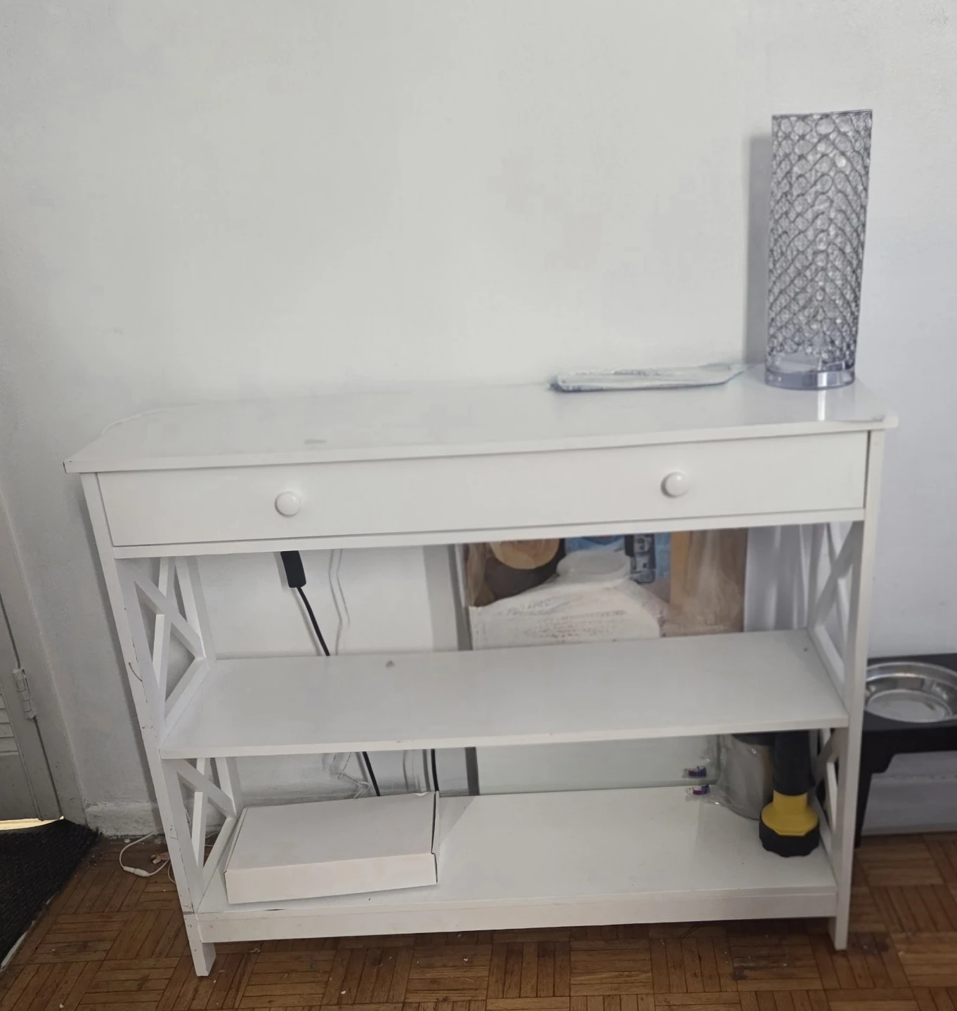 White 2-Drawer Shelf Unit