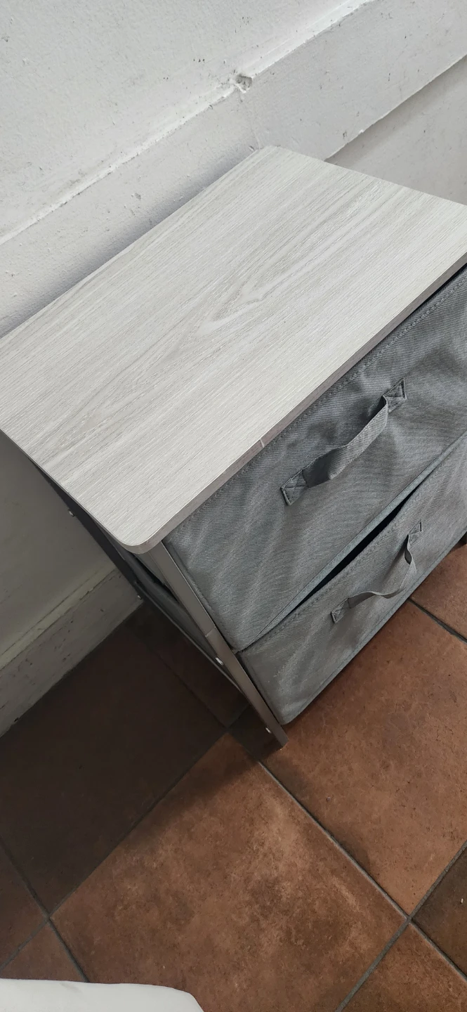 Gray 2-Drawer Fabric Nightstand