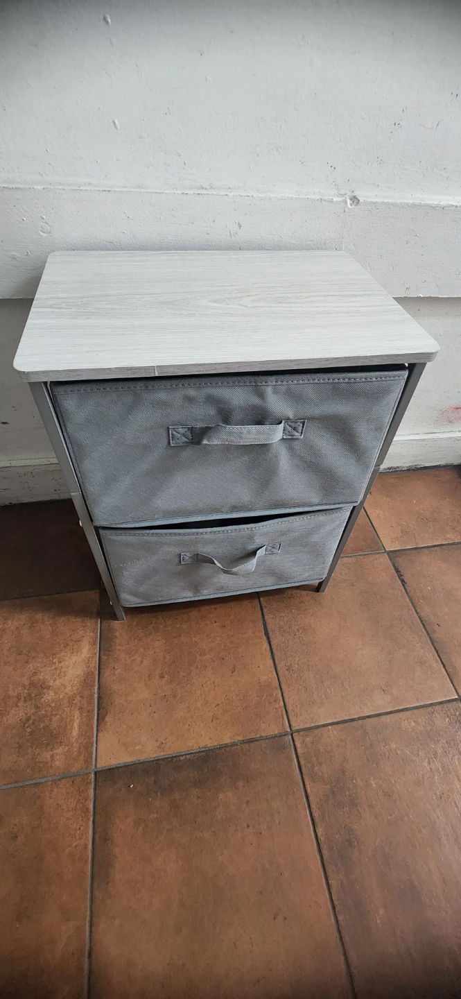 Gray 2-Drawer Fabric Nightstand - photo 2