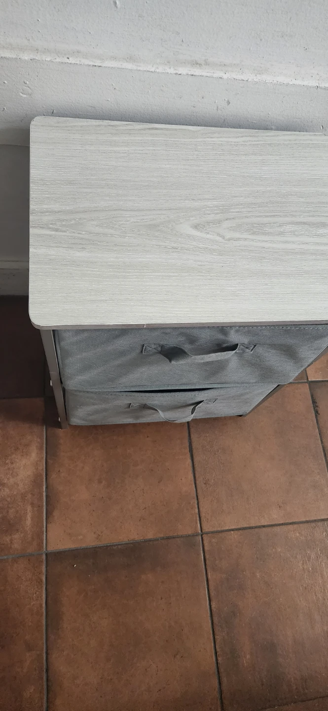 Gray 2-Drawer Fabric Nightstand - photo 3