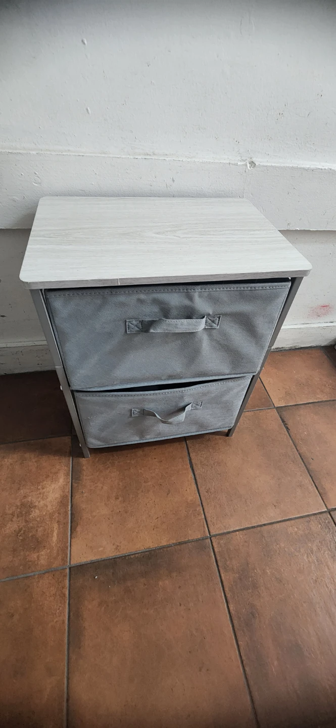 Gray 2-Drawer Fabric Nightstand - photo 4